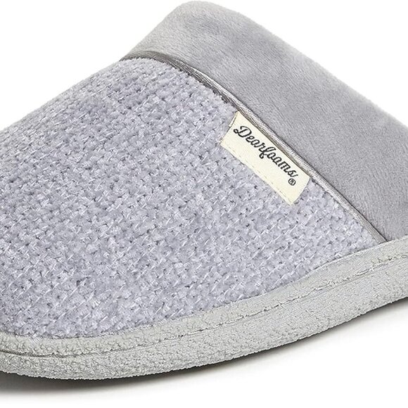Women's Chenille Knit Closed Toe Scuff Slippers Memory Foam Comfort - Picture 1 of 7